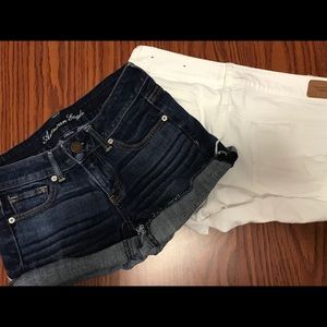 American Eagle Jean and White Shorts